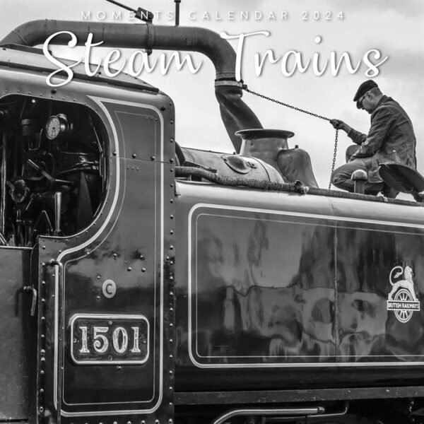Black & White Steam Trains Calendar 2024